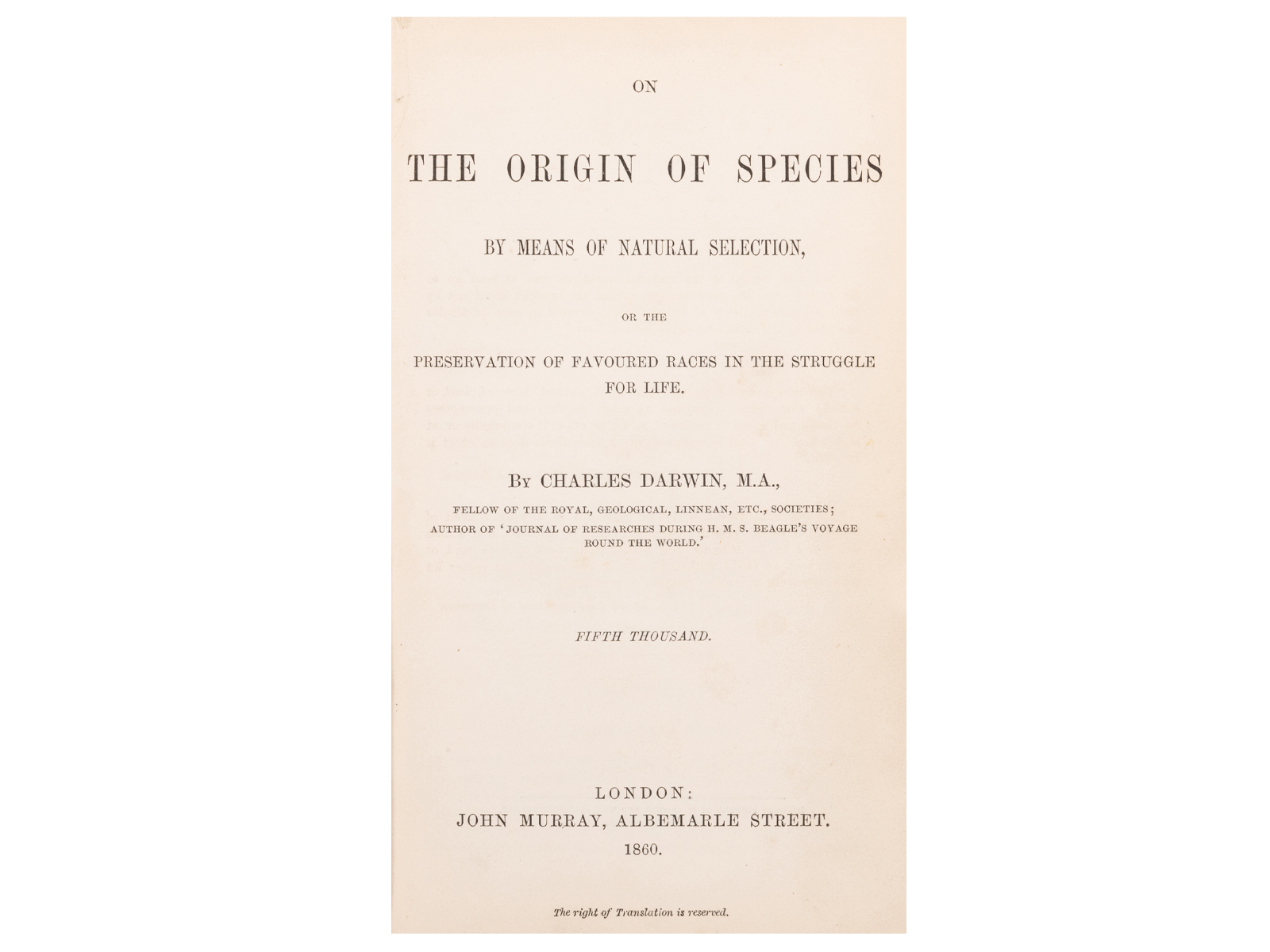 Charles Darwin's On the Origin of Species
