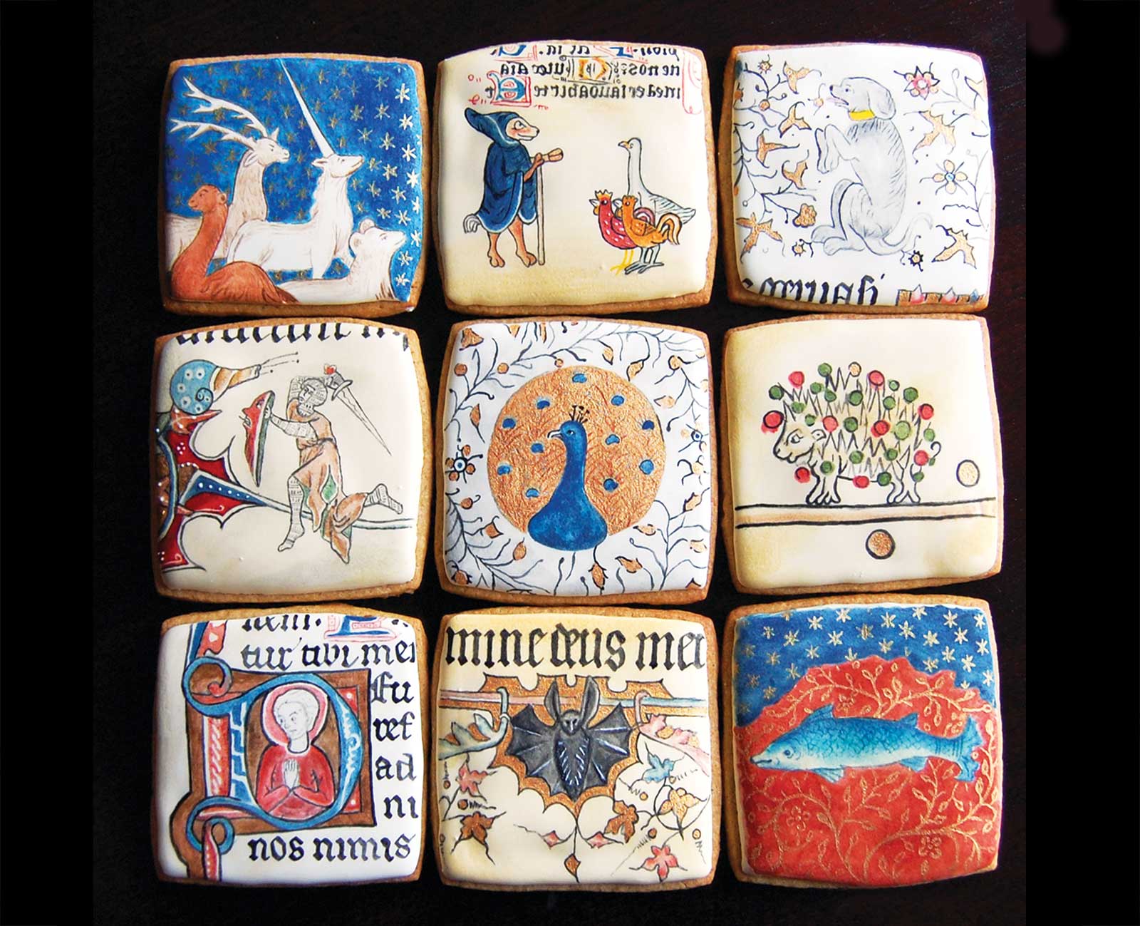 Shakespeare scholar Ella Hawkins bakes and designs intricately decorated cookies (or biscuits) that take a page from antiquarian books and medieval manuscripts.