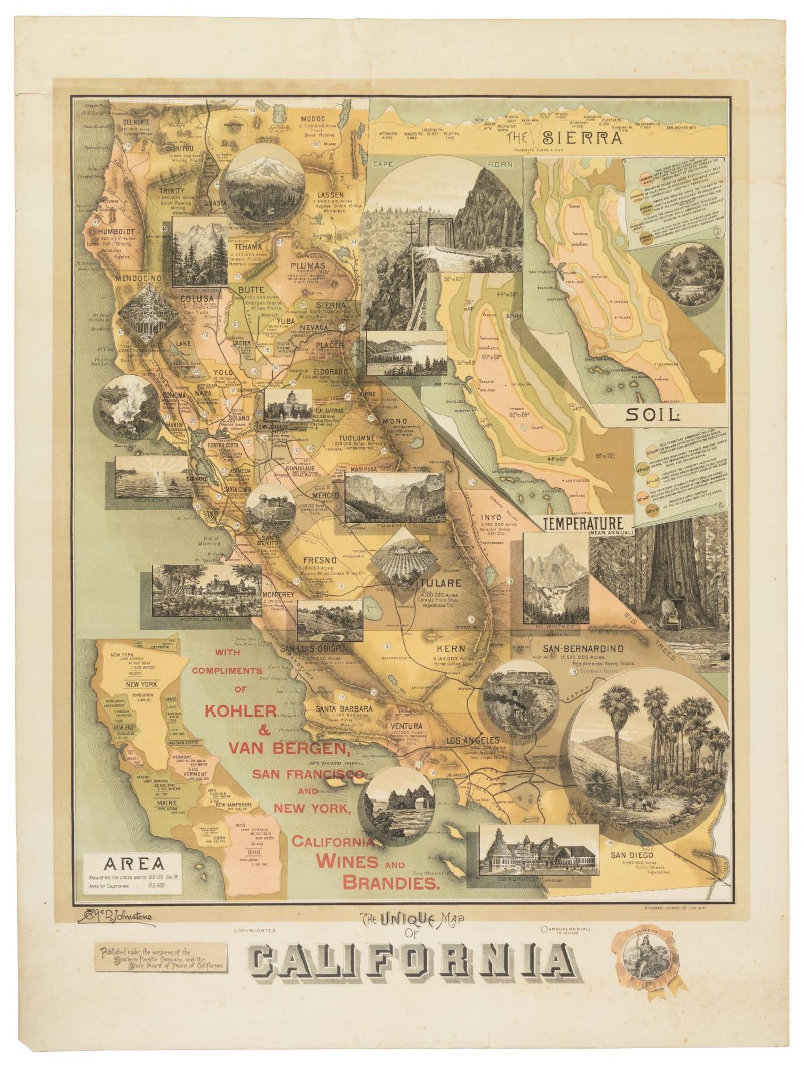 The Unique Map of California, 1885 ($2,000-3,000)