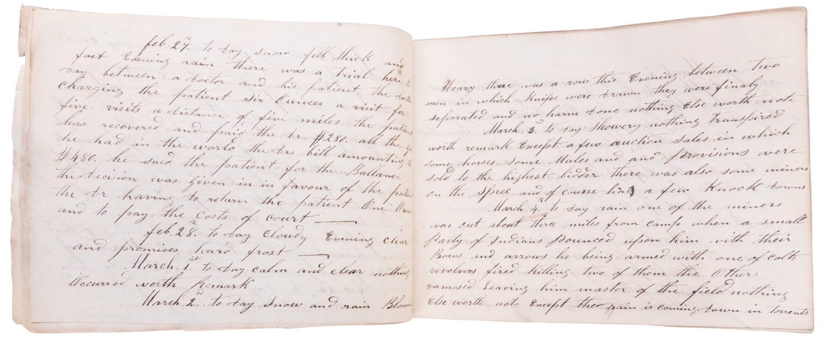 The handwritten manuscript diary of gold miner John Johnston, is estimated at $8,000-12,000.