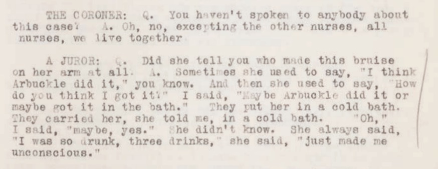 an unpublished transcript from the “Fatty” Arbuckle trial