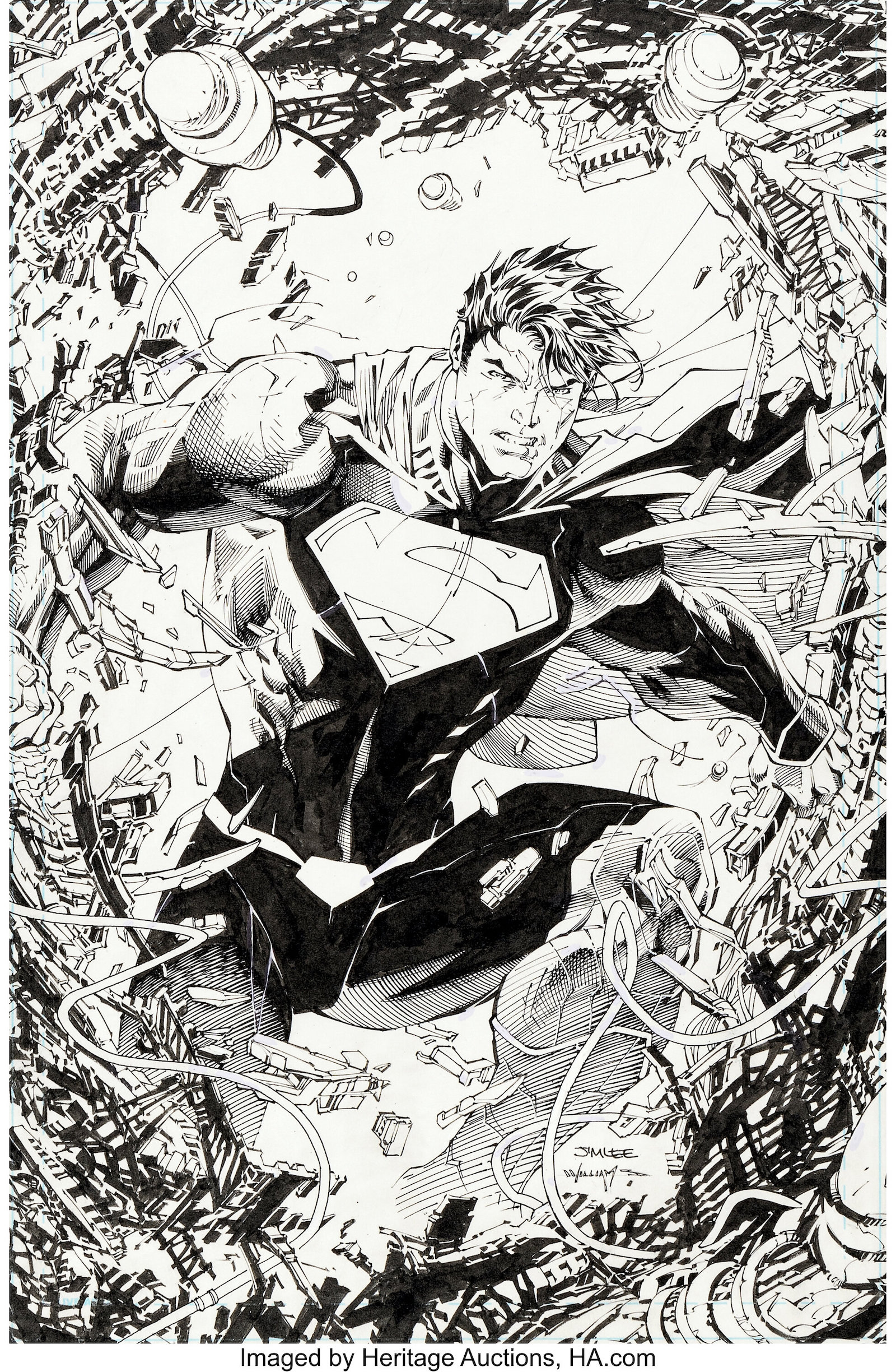 Jim Lee and Scott Williams Superman Unchained #1 Cover Original Art (DC, 2013)