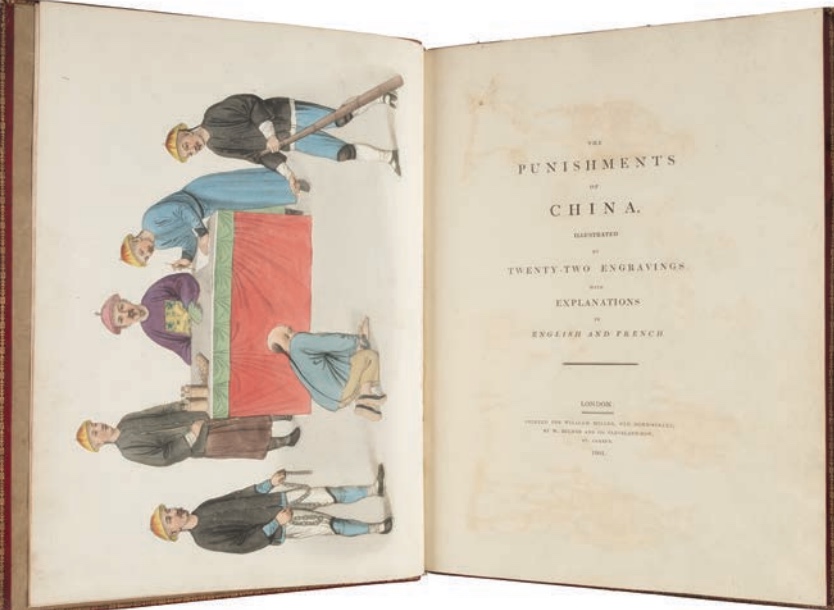 an album of 12 Chinese export watercolors depicting punishments