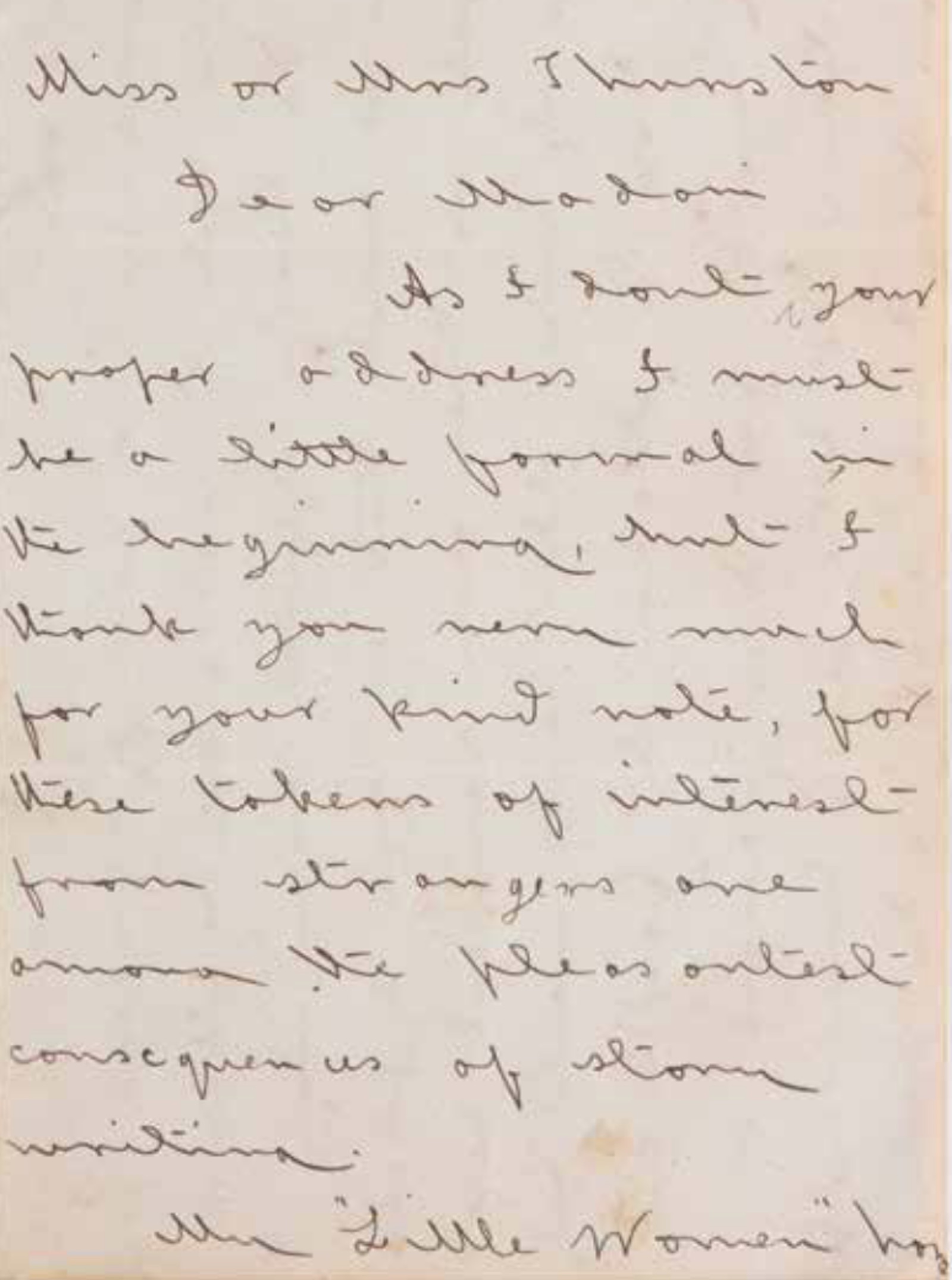 A splendid Louisa May Alcott letter on Little Women