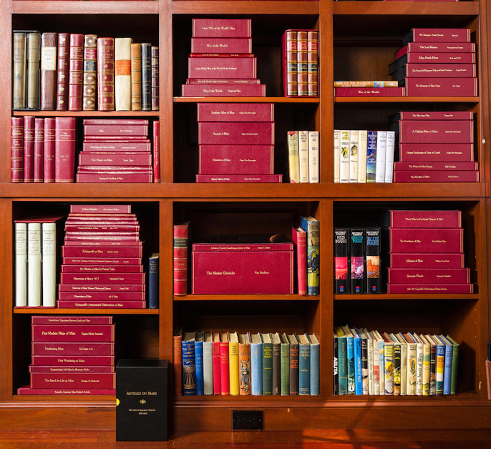 The collection is a veritable library of Mars material. Most items are housed in beautiful custom boxes, with the contents often grouped together thematically.