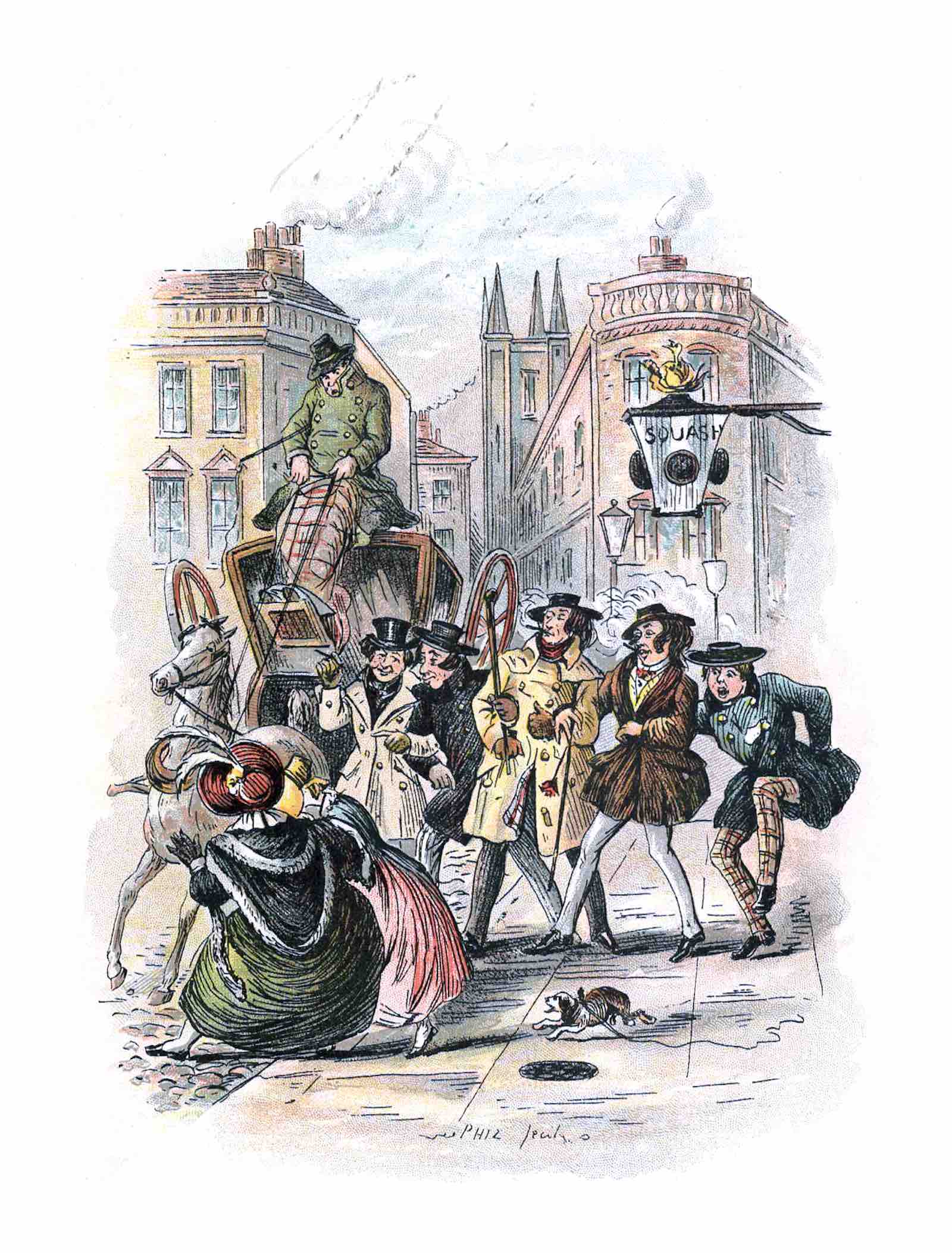 The Out-and-out Young Gentleman, coloured frontispiece by Phiz (Hablot Knight Browne)