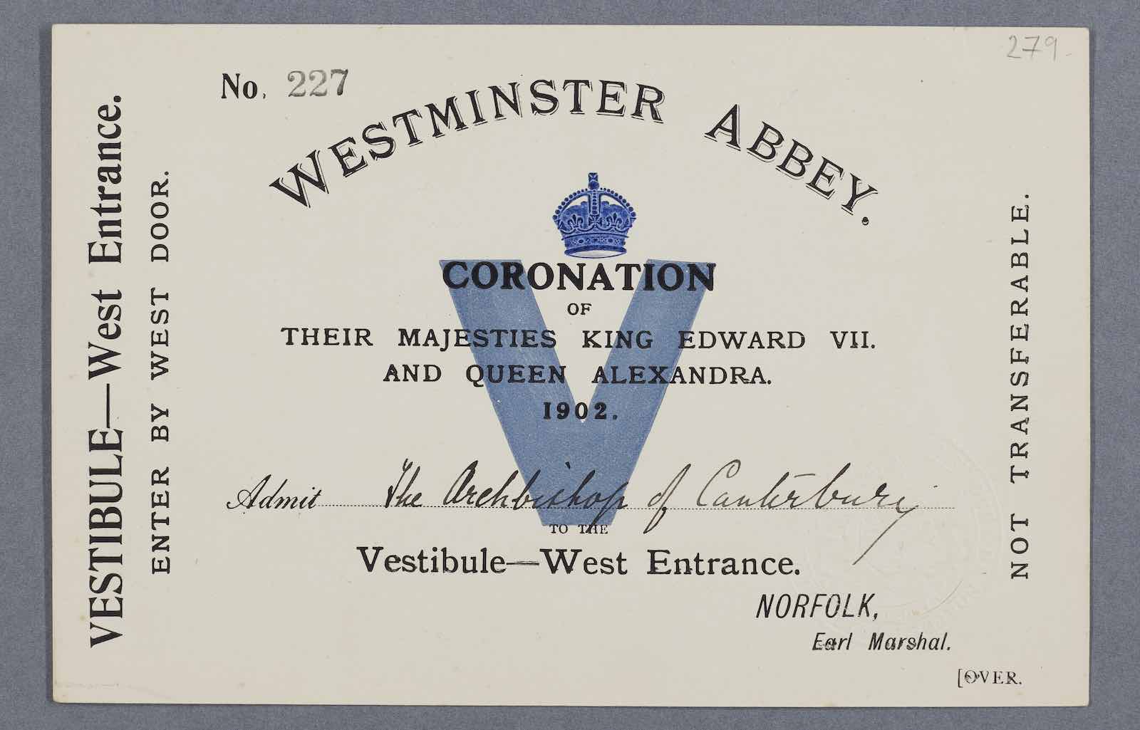 Admission ticket to the 1953 coronation