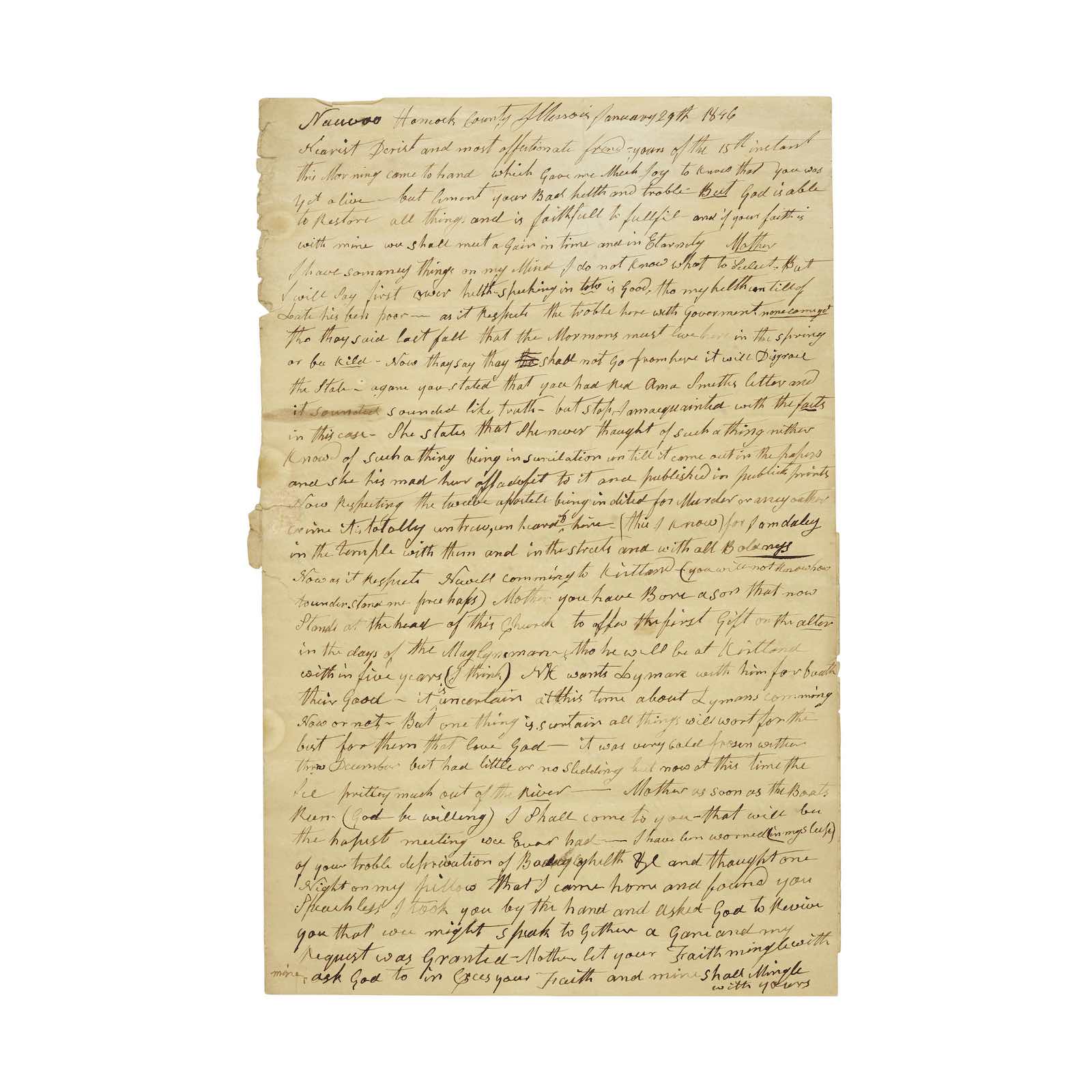 The Narrative of Conditions in Nauvoo Six Days Before the Mormon Exodus Begins
