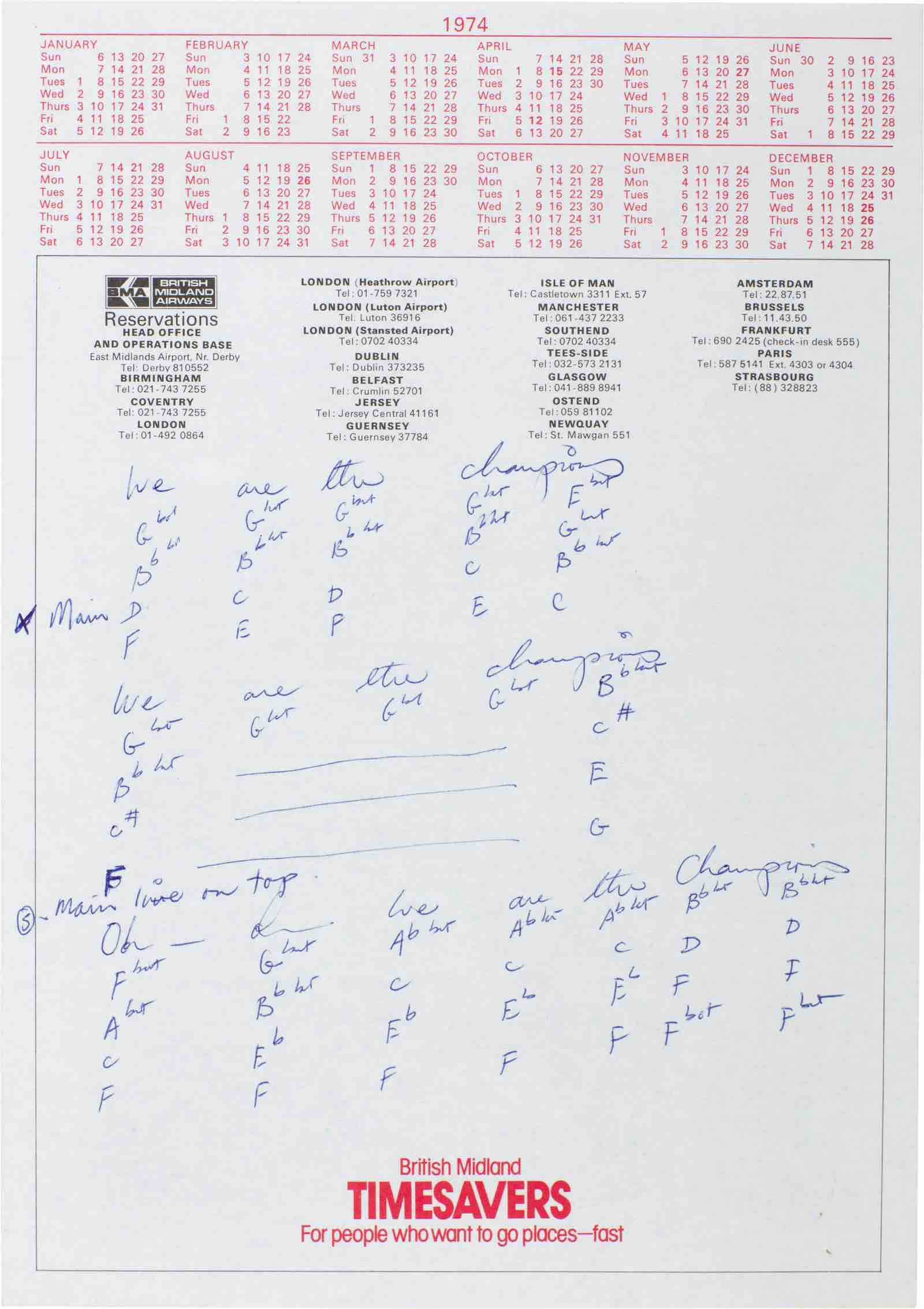 Autograph draft working lyrics for We Are The Champions, c.1977
