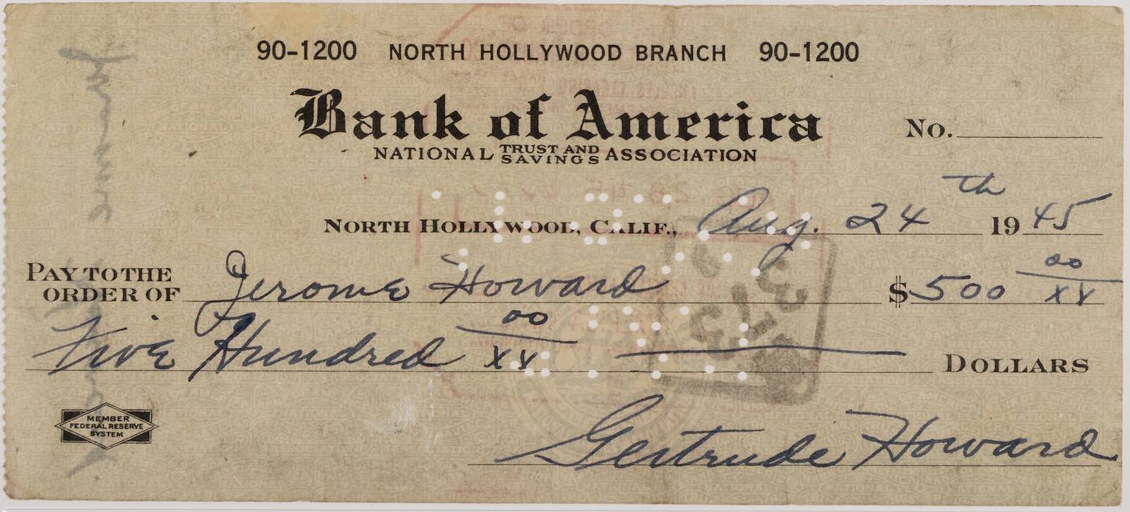 Curly Howard's check