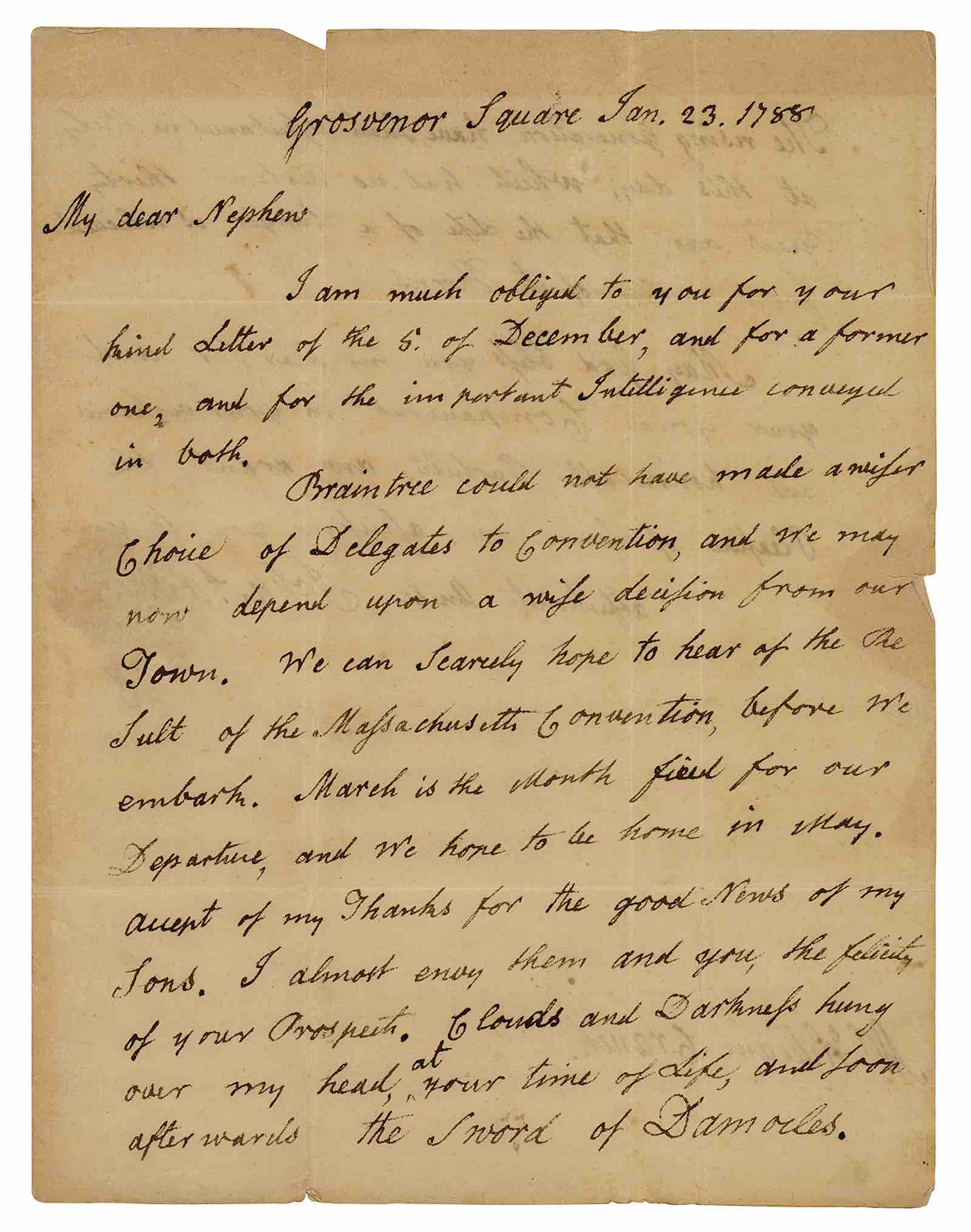 John Adams Autograph Letter Signed on US Constitution