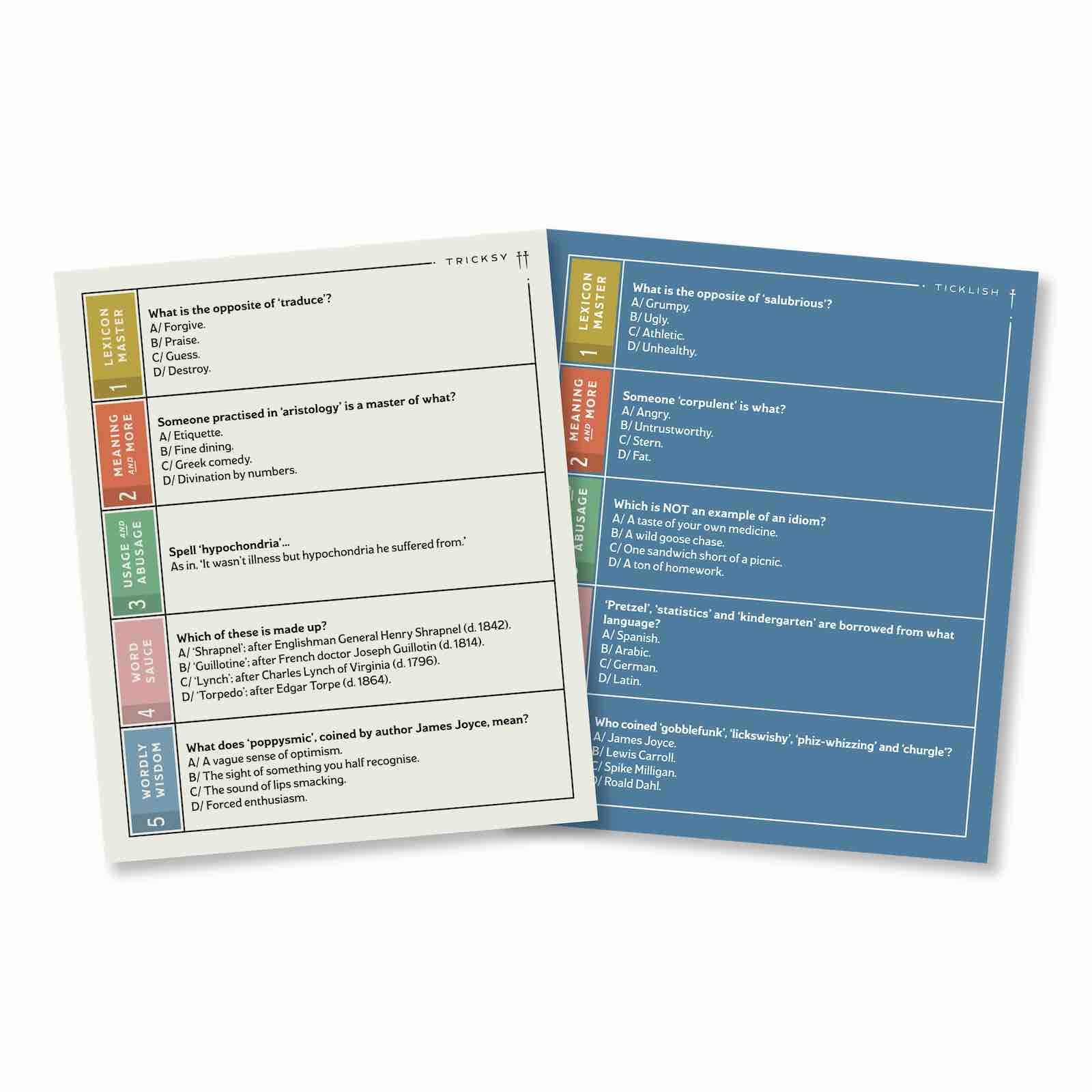 'Tricksy and Ticklish' question cards