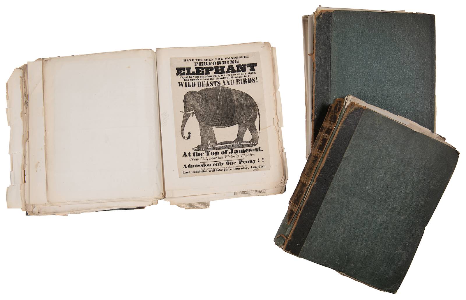 Lot #33, three scrapbooks and other materials chronicling London's Bartholomew Fair