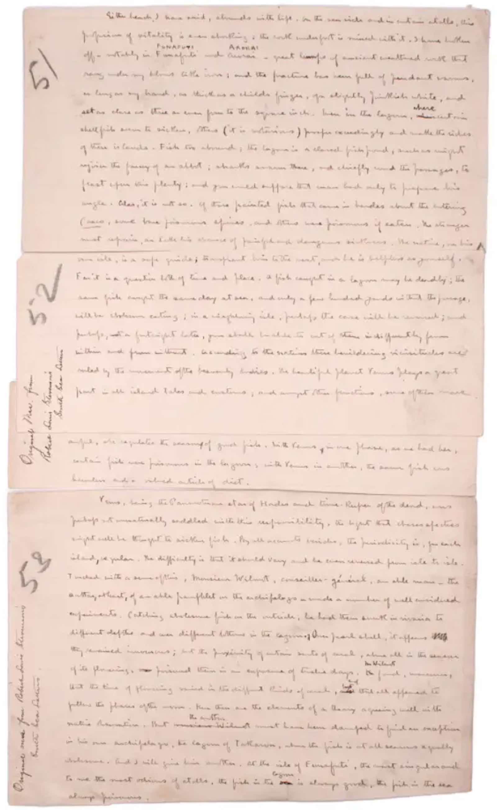 Original draft from The South Seas by Robert Louis Stevenson