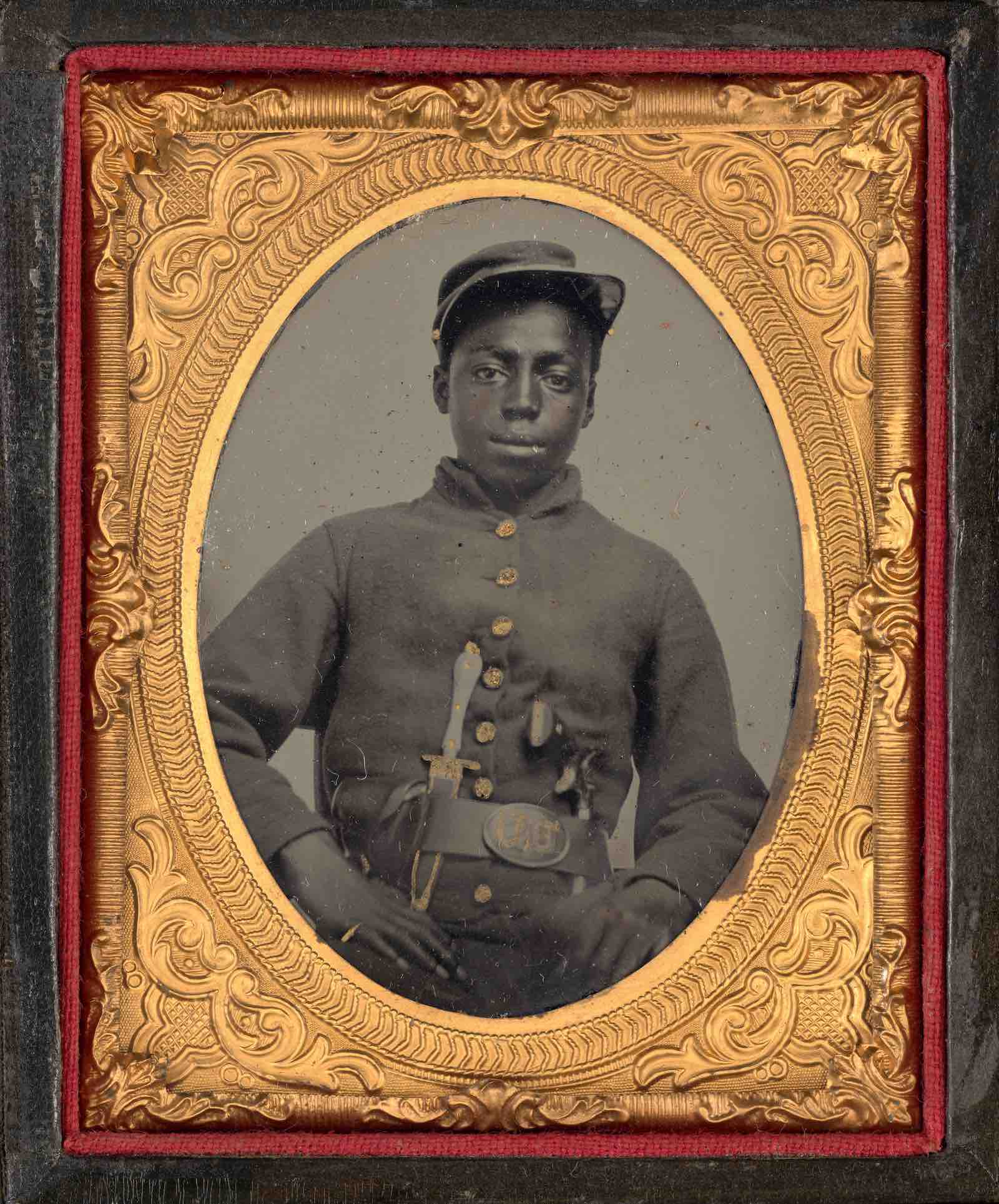 American 19th Century. Portrait of a Soldier, c. 1863, ambrotype with applied color
