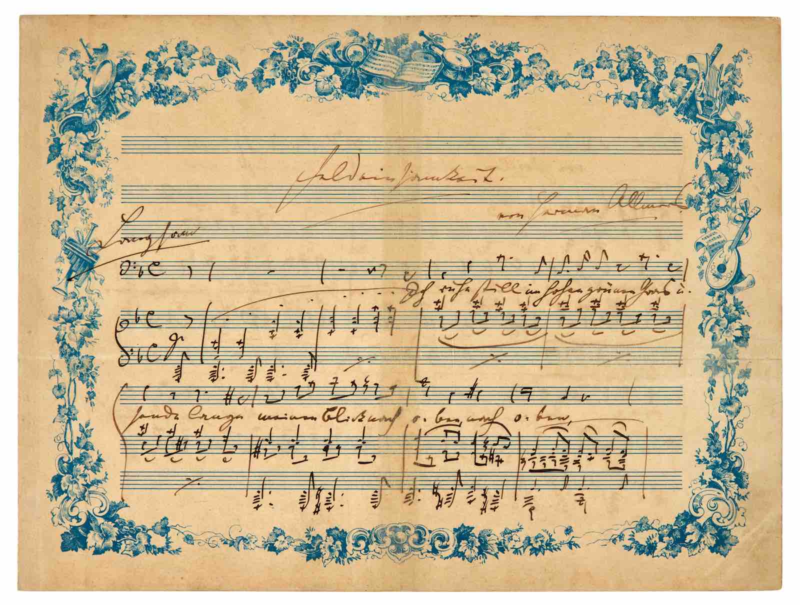 an autograph manuscript of ‘Feldeinsamkeit’ the finest song by Johannes Brahms