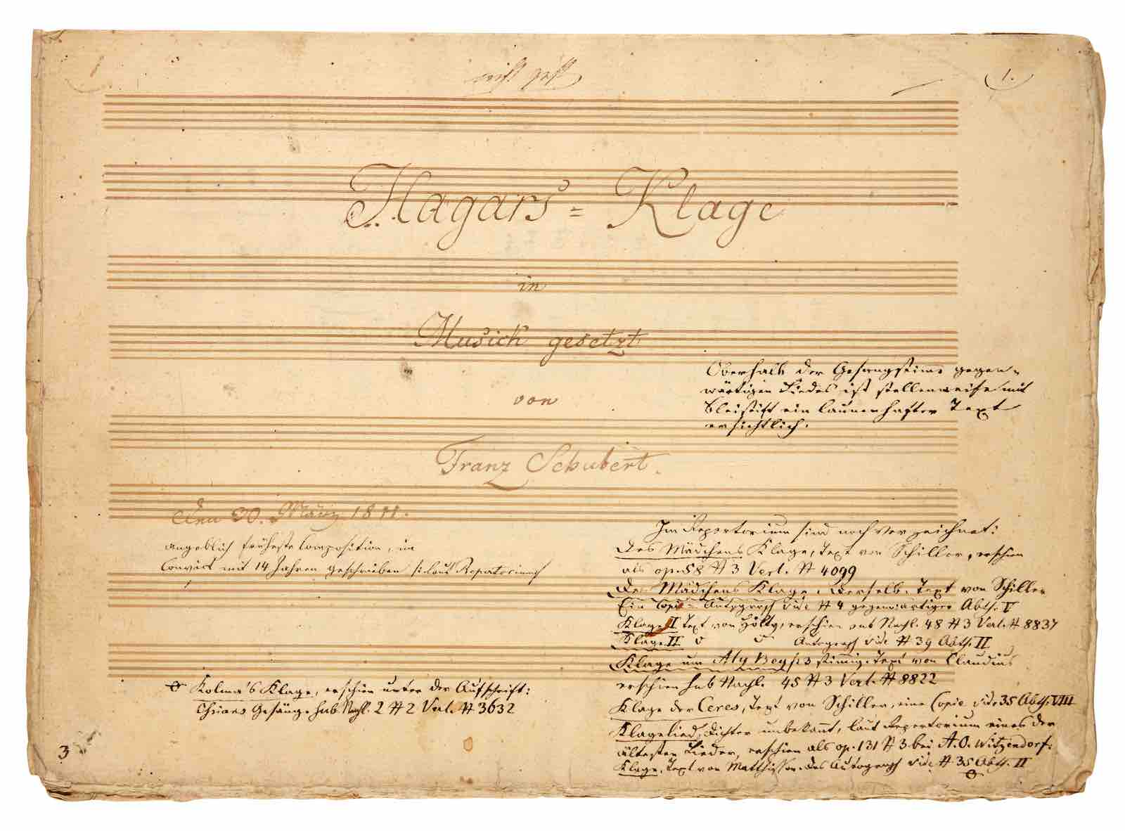 Schubert’s first surviving song, signed by the 14-year-old composer