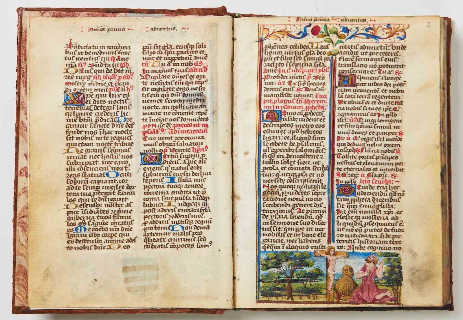 Prayerbook, in Latin and German, decorated manuscript on paper 15th century, 195 leaves (including an original endleaf at each end). Estimate: 30,000 - 40,000 SE