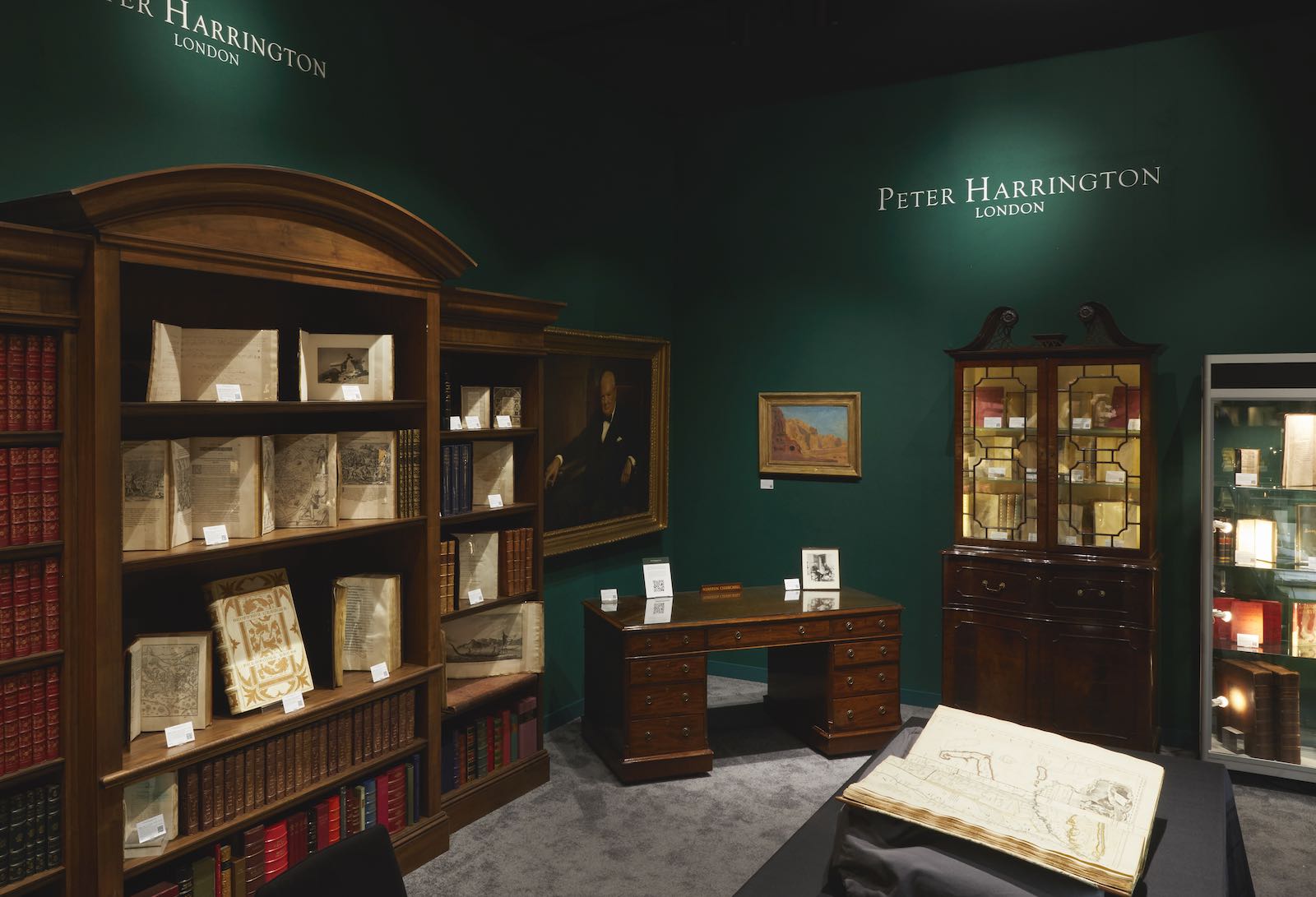 The display at the show, featuring Churchill's desk