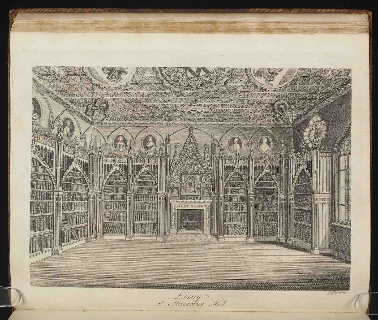 The Library, engraved by Godfrey, from A description of the villa of Mr. Horace Walpole, youngest son of Sir Robert Walpole Earl of Orford, at Strawberry-Hill near Twickenham, Middlesex, 1784