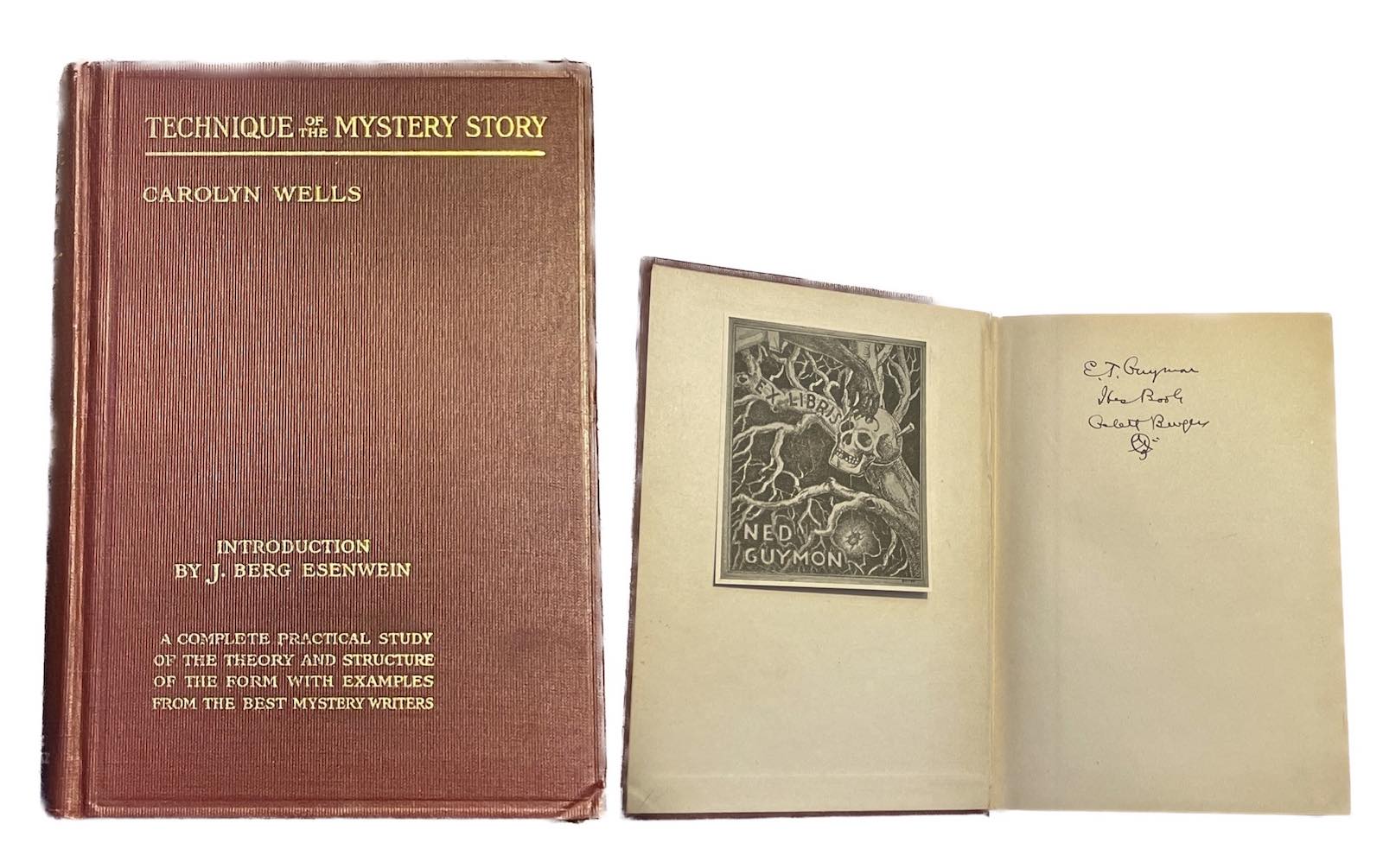 A first edition of Wells’s nonfiction history &amp; how-to,The Technique of the Mystery Story (1913). This copy was owned first by Gelett Burgess and then by major book collector E.T. (Ned) Guymon, whose very cool bookplate can be seen here. Purchased this one in 2022 from Babylon Revisited Rare Books.