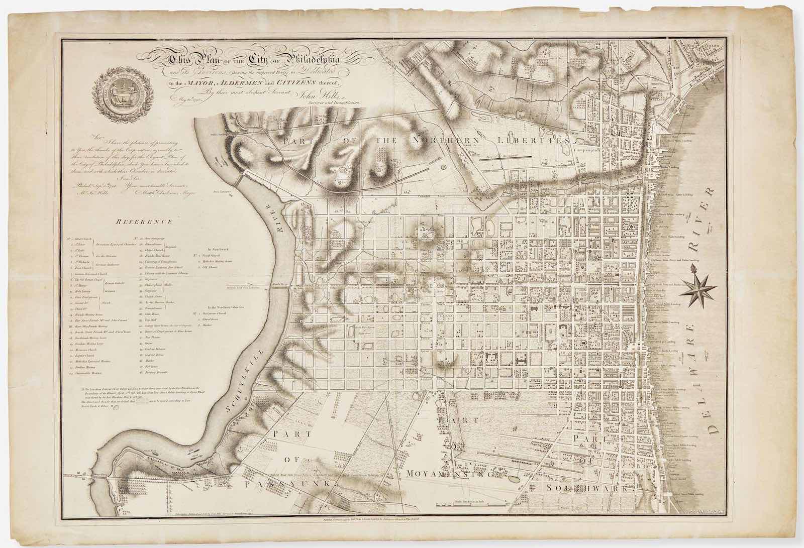 Martin P. Snyder copy of John Hills’s 1798 map of Philadelphia