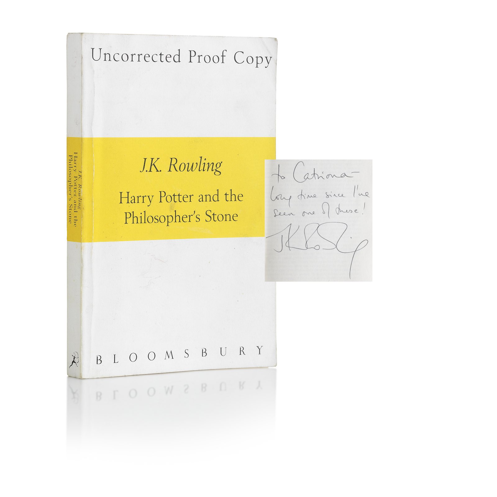 J.K. Rowling's Harry Potter and the Philosopher’s Stone. Uncorrected proof copy of the first edition, inscribed and signed by the author