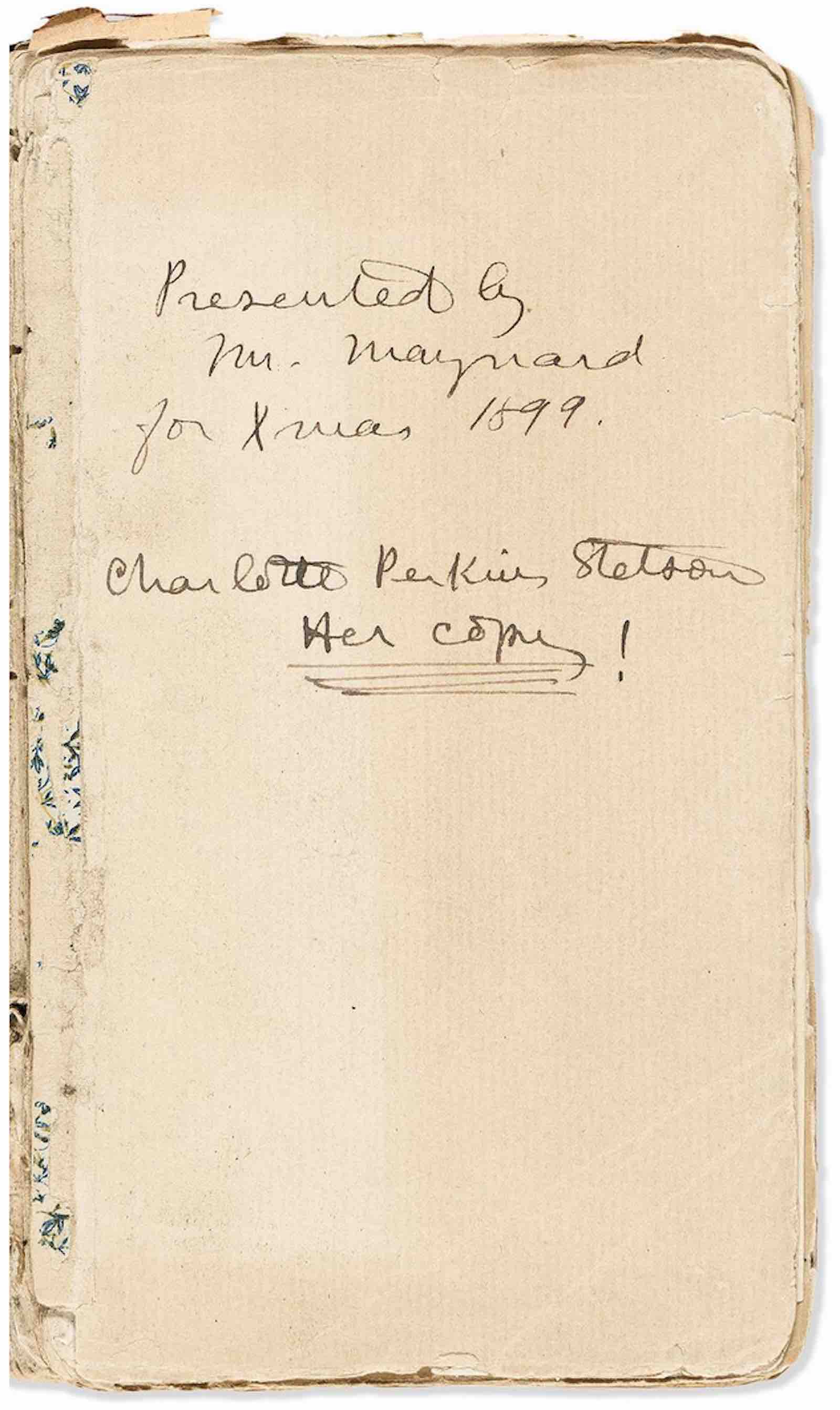 three signed and inscribed copies of Charlotte Perkins Gilman's books