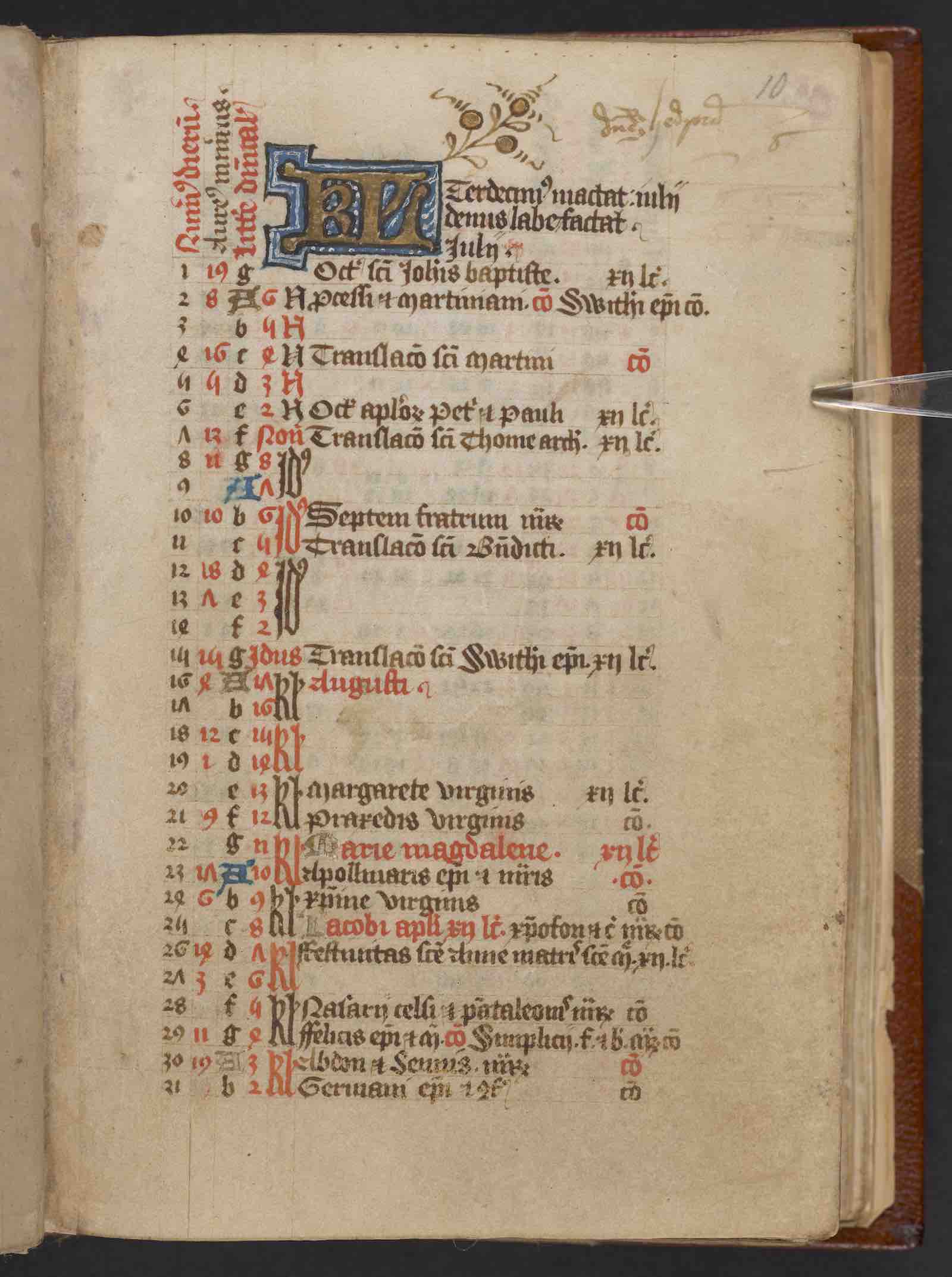 An illuminated page from the Buckland Book, once used daily by the monks of Buckland Abbey