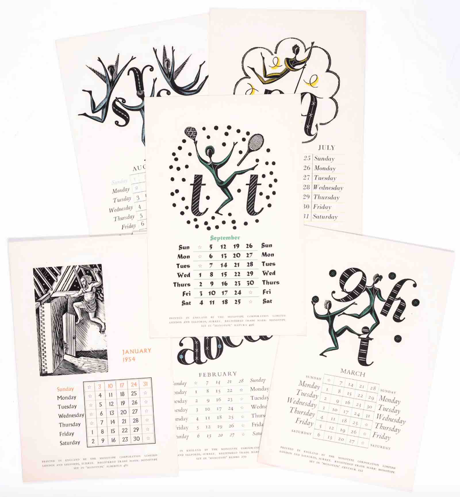 Monotype Corporation Ltd. Calendar for 1954