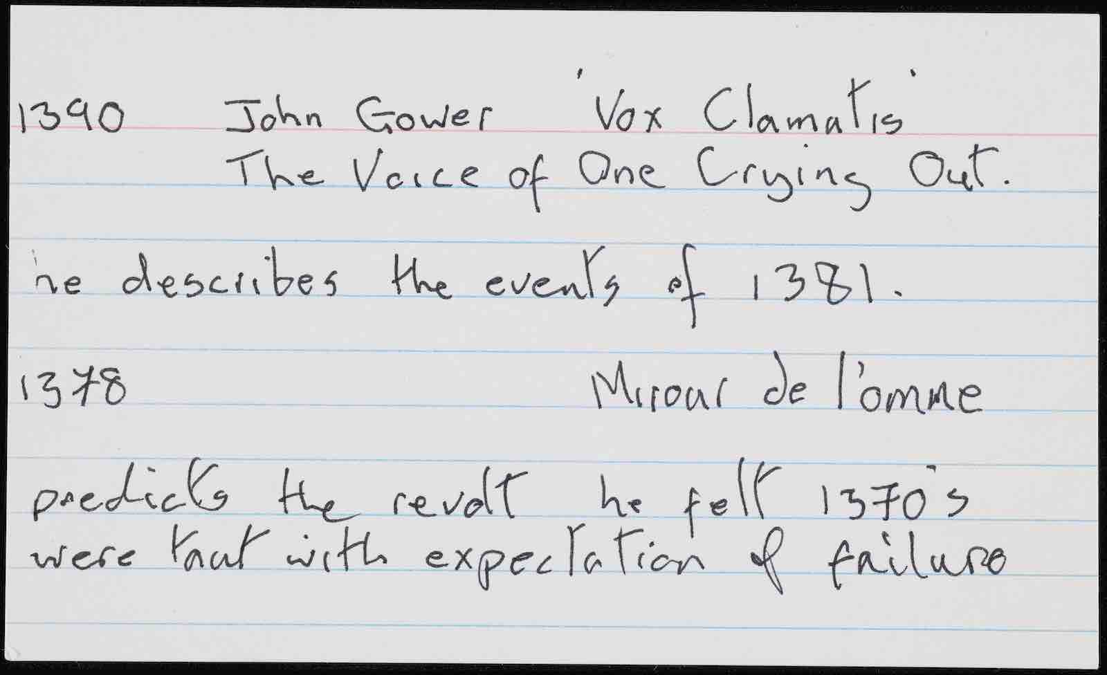 Catalogue card for The Spectator