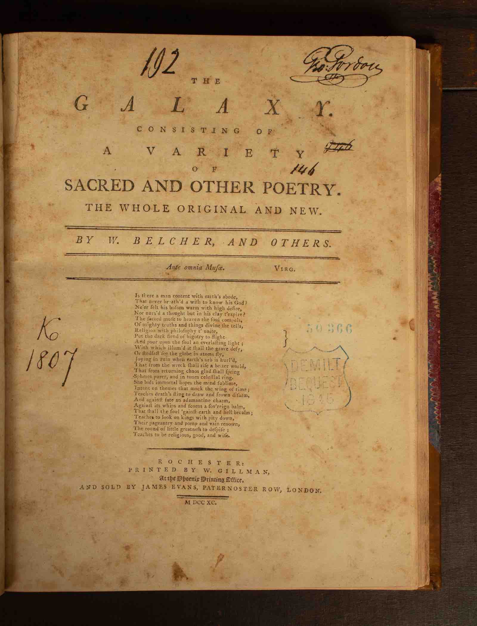The poetry anthology featuring one of the earliest printed poems on cricket