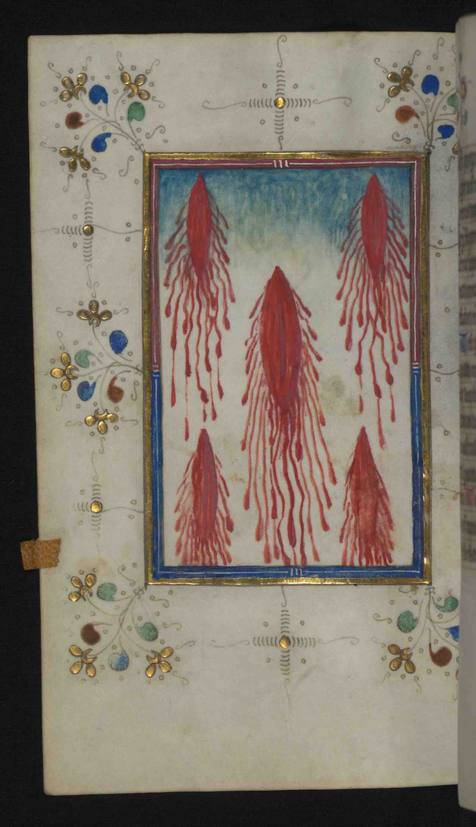 The Wounds of Christ, The Loftie Hours, Masters of the Delft Grisailles, Netherlands, mid-15th century. Ink, paint, and gold on parchment.