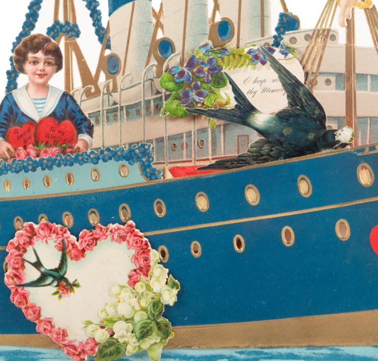 A ship-shaped valentine from the late nineteenth or early twentieth century