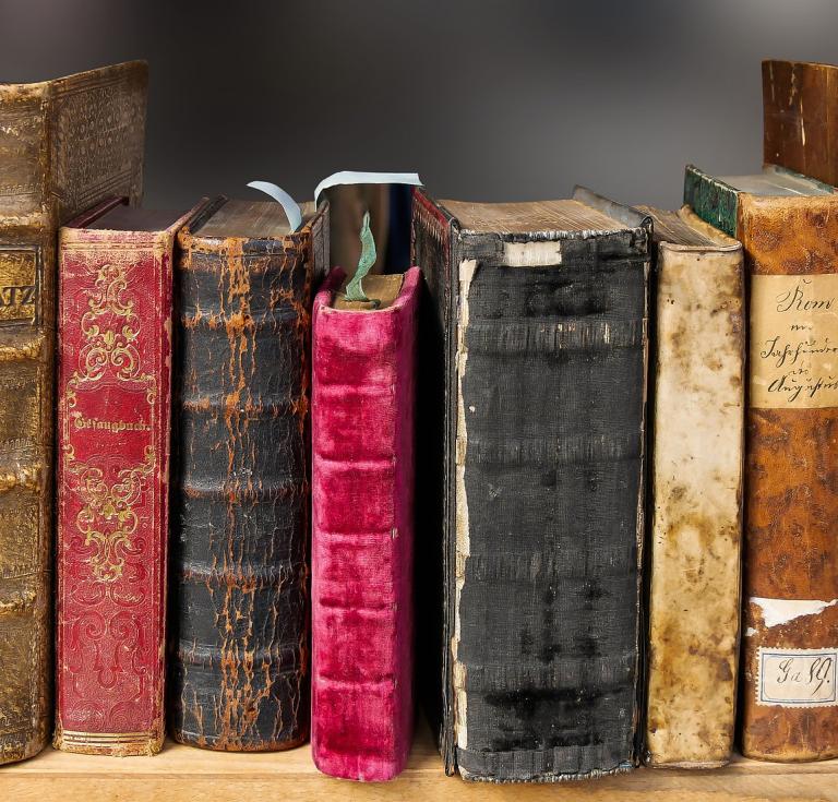 shelf of old books
