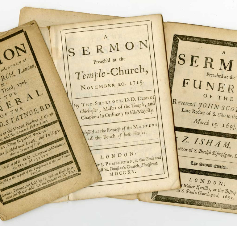 seventeenth or eighteenth centuries inexpensively, printed sermons