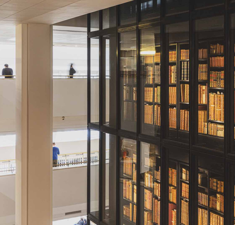 Kings Library tower and public areas in the British Library