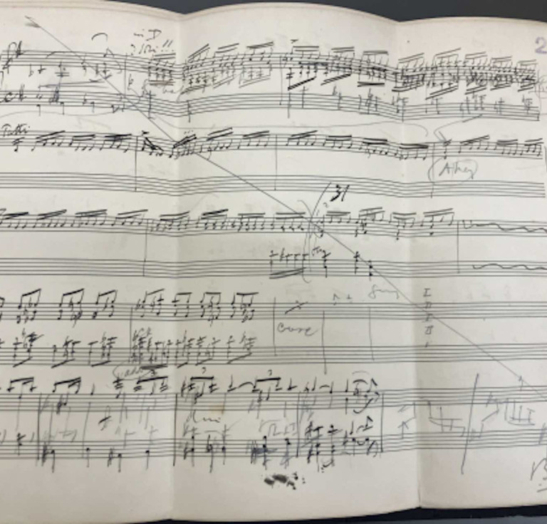 A page from the newly acquired sketches for Elgar's Introduction and Allegro