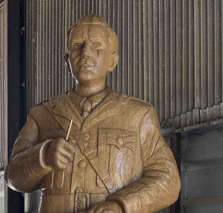The new wooden Tolkien statue