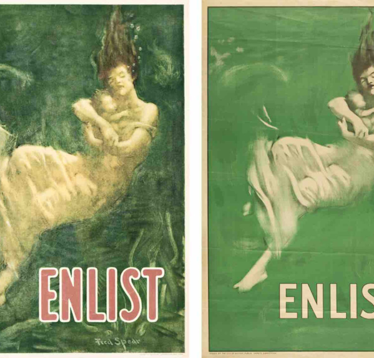 (left) Fred Spear, Enlist, 1915, estimate $7,000 - $10,000; (right) Fred Spear, Enlist, 1917, estimate $3,000 - $4,000