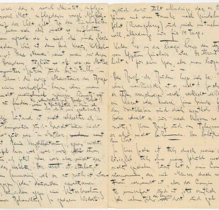 Franz Kafka autograph letter signed "K", Prague, December 1921, to his close friend, the physician Robert Klopstock