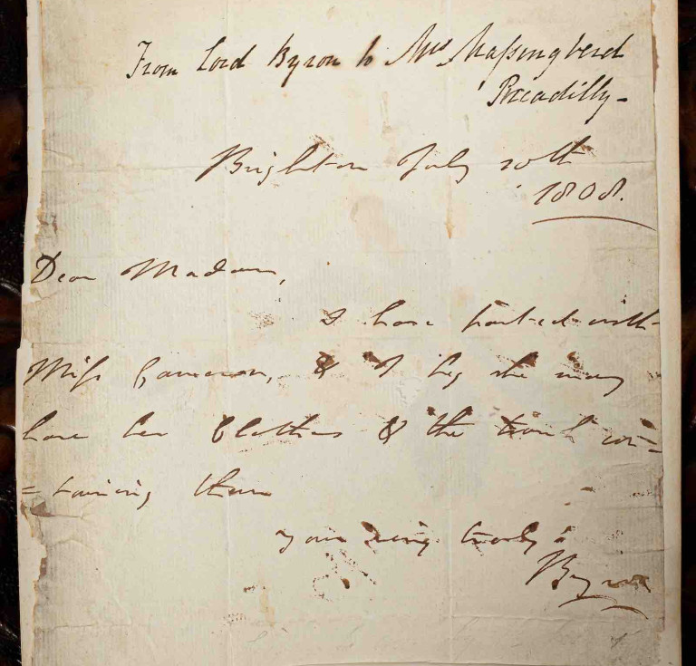 The letter in which Byron talks about the of an affair