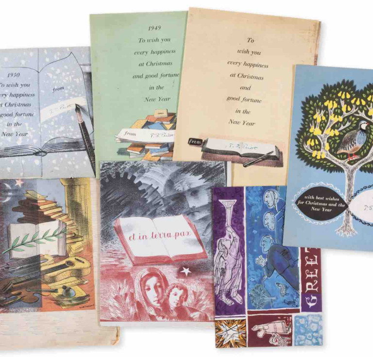 Faber & Faber Christmas cards signed by T.S. Eliot