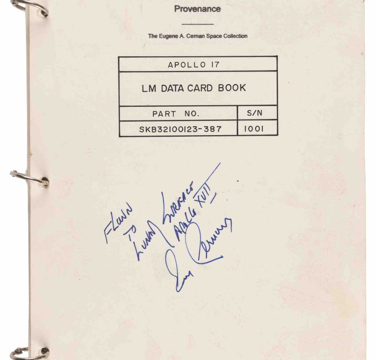 Gene Cernan's Apollo 17 Lunar Surface Data Card