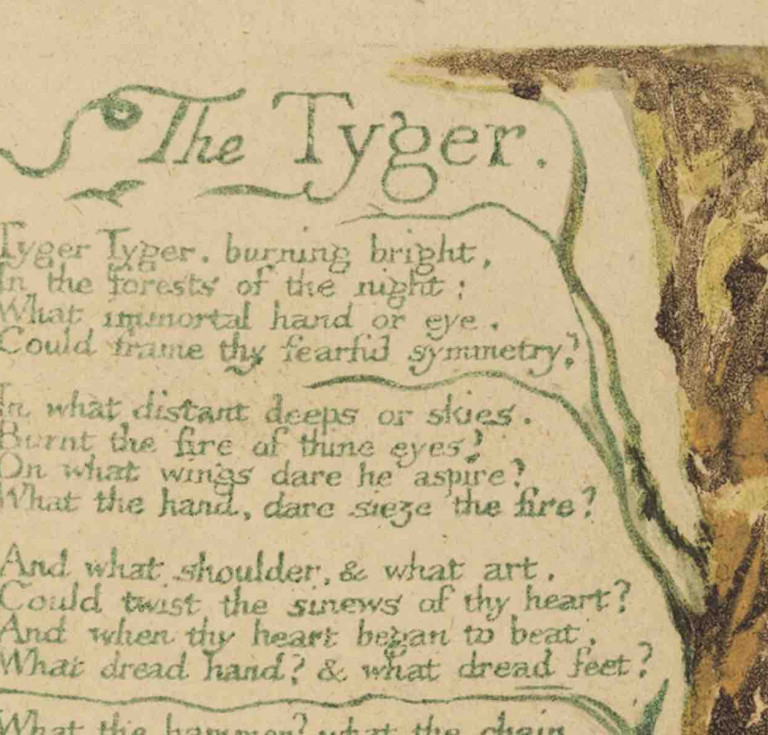 The Tyger, from Songs of Experience, relief etching printed in colours, finished by hand with watercolour, circa 1793